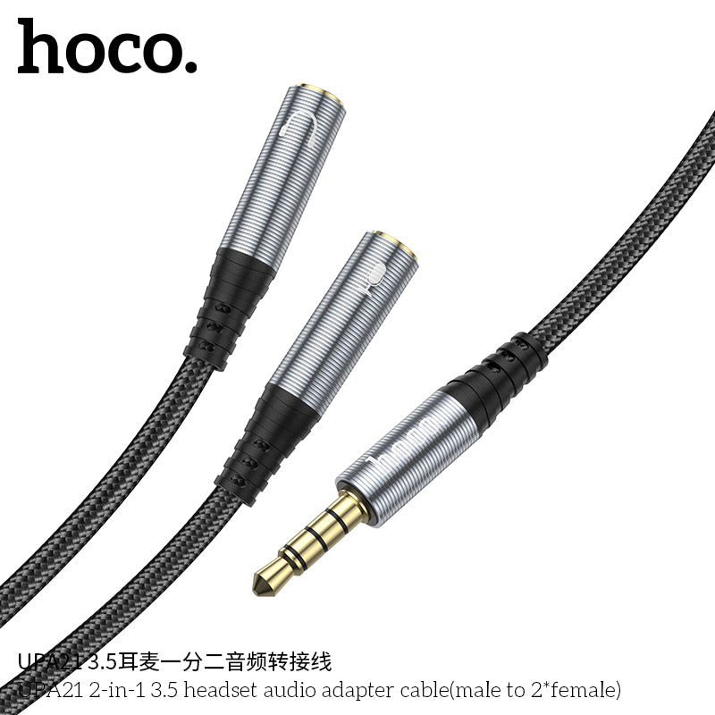 HD_SYNC:UPA21 2-in-1 3.5 headset audio adapter cable(male to 2*female)