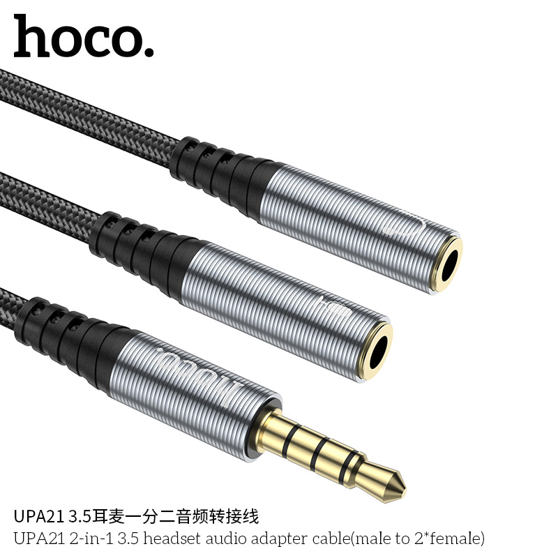 HD_SYNC:UPA21 2-in-1 3.5 headset audio adapter cable(male to 2*female)
