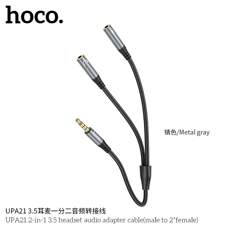 HD_SYNC:UPA21 2-in-1 3.5 headset audio adapter cable(male to 2*female)