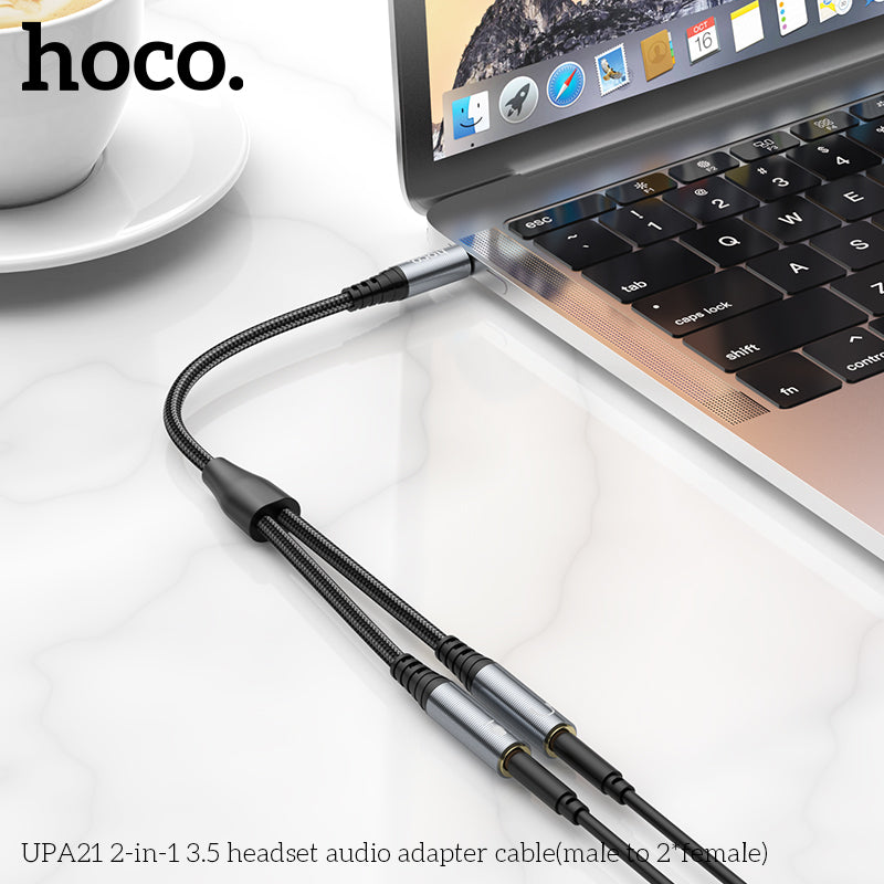 HD_SYNC:UPA21 2-in-1 3.5 headset audio adapter cable(male to 2*female)