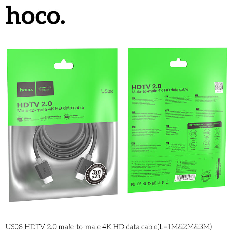 HD_SYNC:US08 HDTV 2.0 male-to-male 4K HD data cable(L=1M)