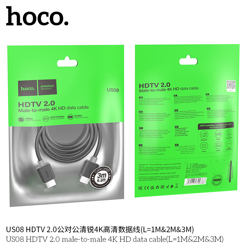 HD_SYNC:US08 HDTV 2.0 male-to-male 4K HD data cable(L=3M)