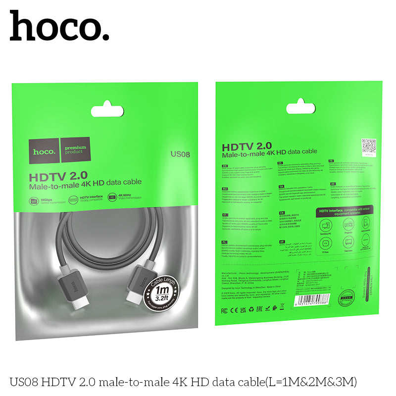HD_SYNC:US08 HDTV 2.0 male-to-male 4K HD data cable(L=1M)