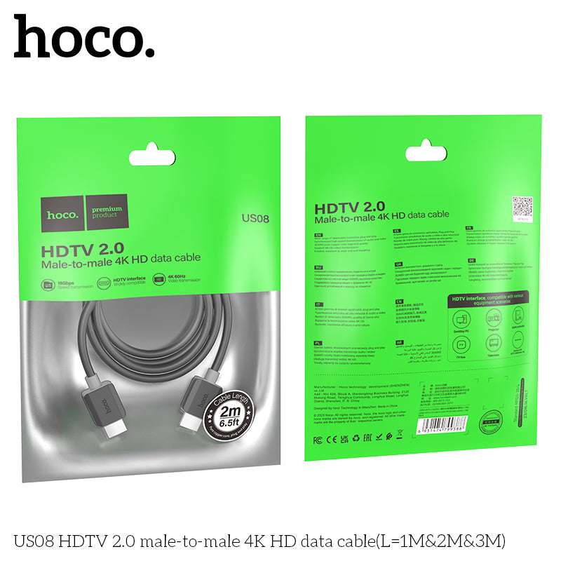 HD_SYNC:US08 HDTV 2.0 male-to-male 4K HD data cable(L=3M)