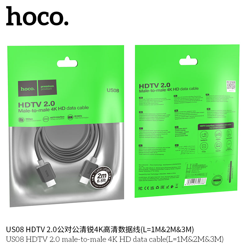 HD_SYNC:US08 HDTV 2.0 male-to-male 4K HD data cable(L=1M)