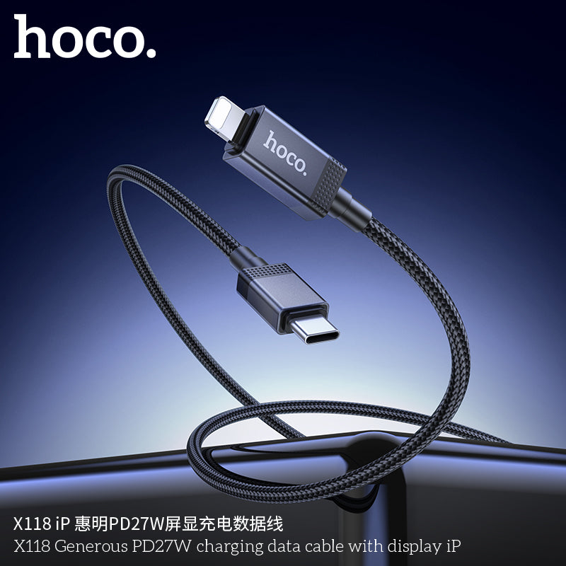 HD_SYNC:X118 Generous PD27W charging data cable with display iP