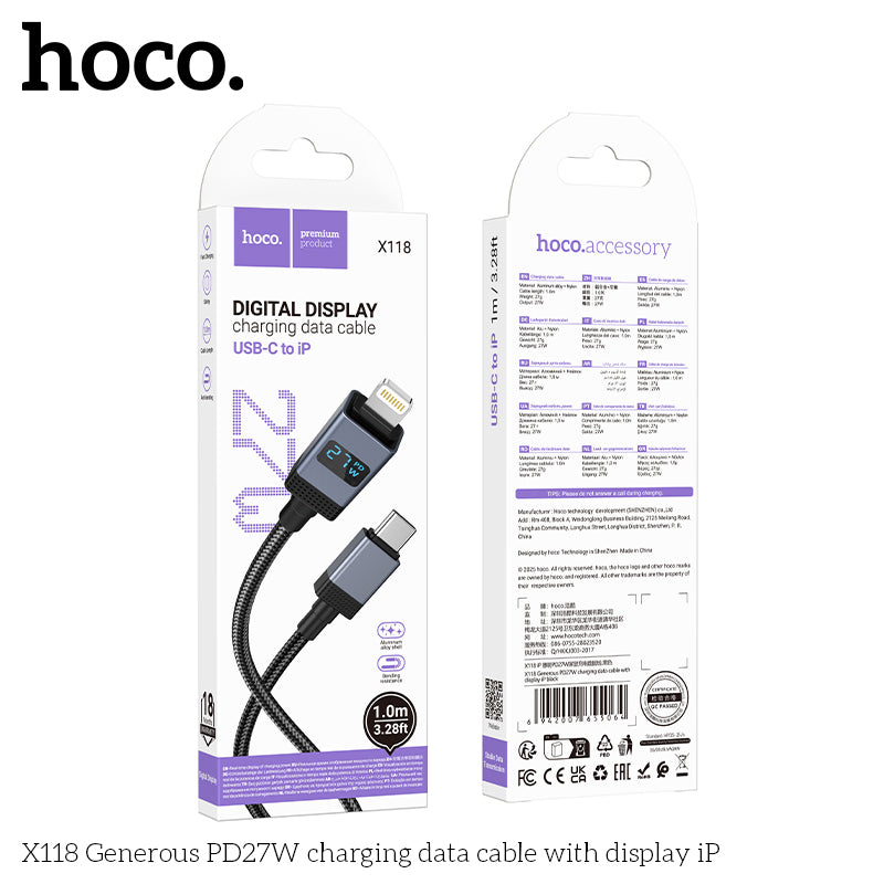 HD_SYNC:X118 Generous 5A charging data cable with display Type-C