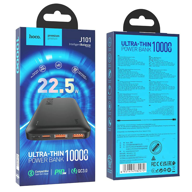 Hoco 22.5W 10000mAh Ultra-Thin Power Bank J101
