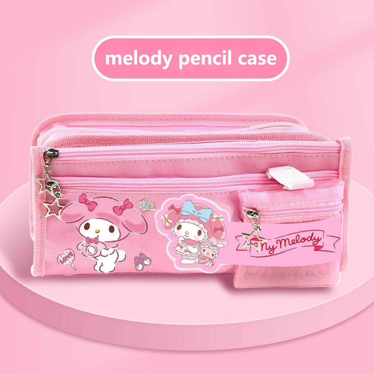 Sanrio Pencil Case Kawaii Kuromi Cinnamoroll Melody School Pencils Bag Large Capacity Pen Case Supplies Stationery Cosmetic Bags
