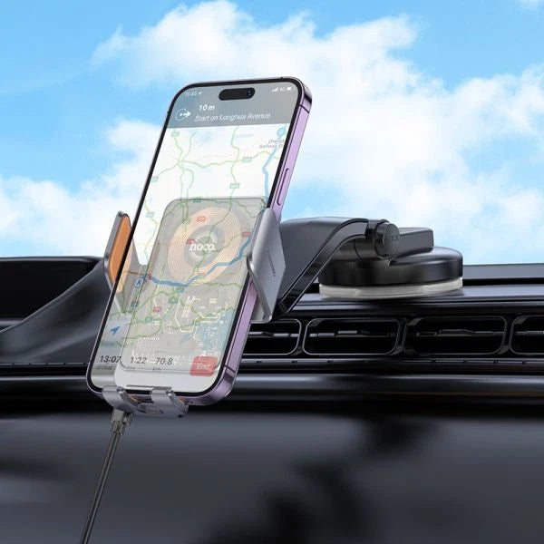 Hoco HW8 15W Transparent Wireless Fast Charging Center Console Car Holder -Black
