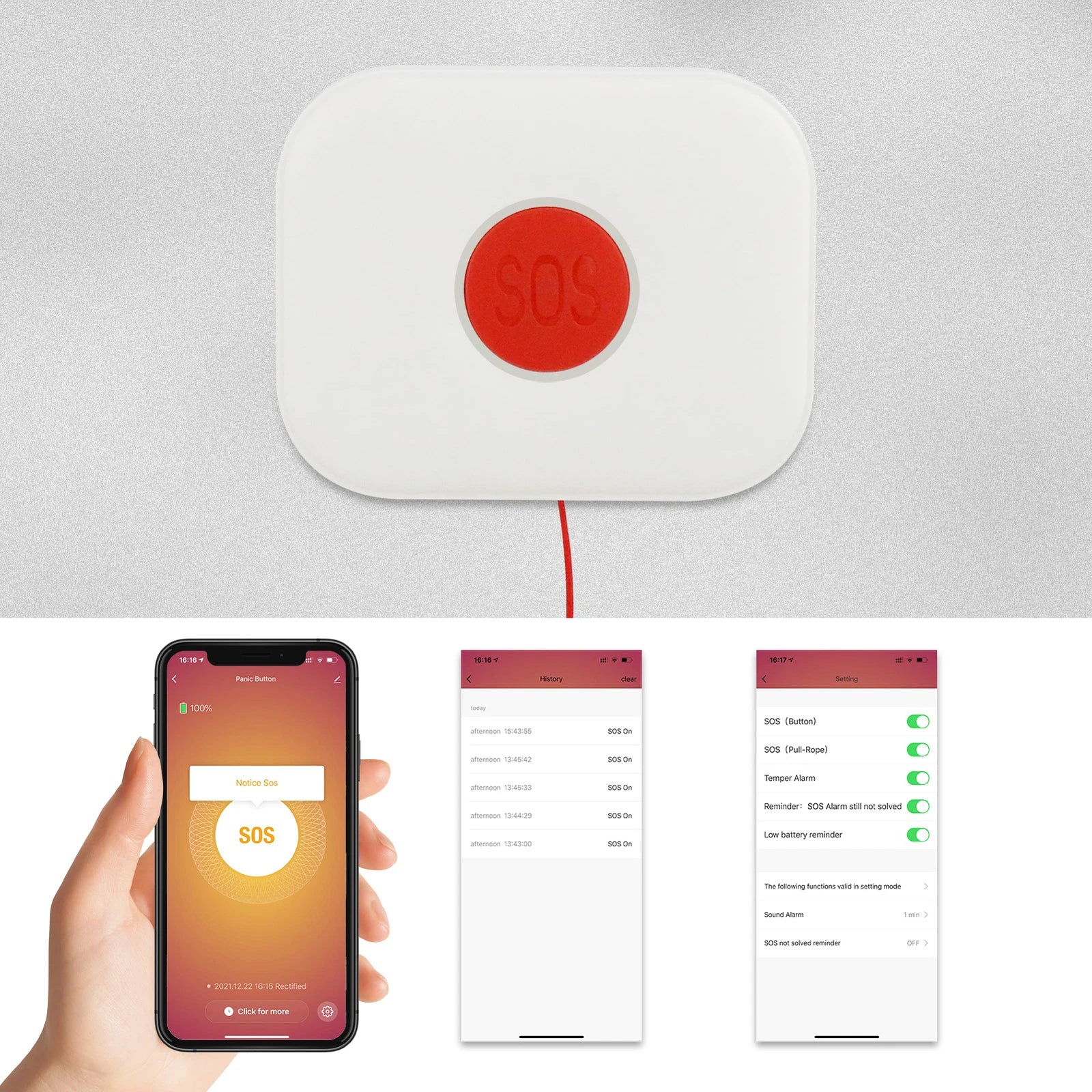 WiFi SOS Emergency Panic Button Health Personal Older Alarm Waterproof Tuya