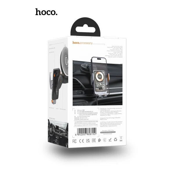 Hoco HW8 15W Transparent Wireless Fast Charging Center Console Car Holder -Black