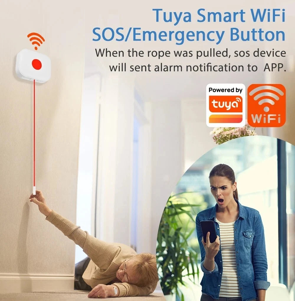 WiFi SOS Emergency Panic Button Health Personal Older Alarm Waterproof Tuya