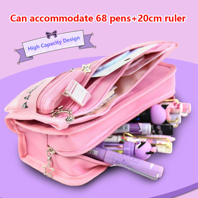 Sanrio Pencil Case Kawaii Kuromi Cinnamoroll Melody School Pencils Bag Large Capacity Pen Case Supplies Stationery Cosmetic Bags
