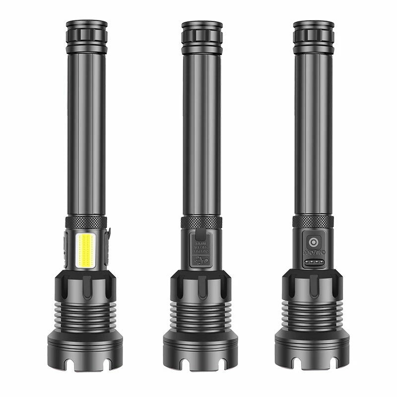 Super Powerfull P90 LED Flashlight With Side Light Outdoor Waterproof Torch