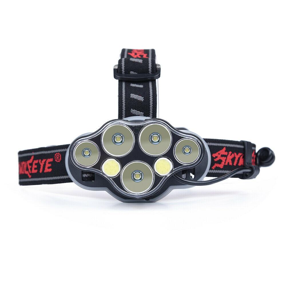 Headlight red COB LED Head Lamp USB Rechargeable Headtorch 7 light