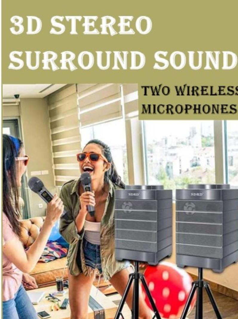 SDRD SD-128 BLUETOOTH SPEAKER Dual Microphone Karaoke Portable Speaker FAMILY KTV KARAOKE