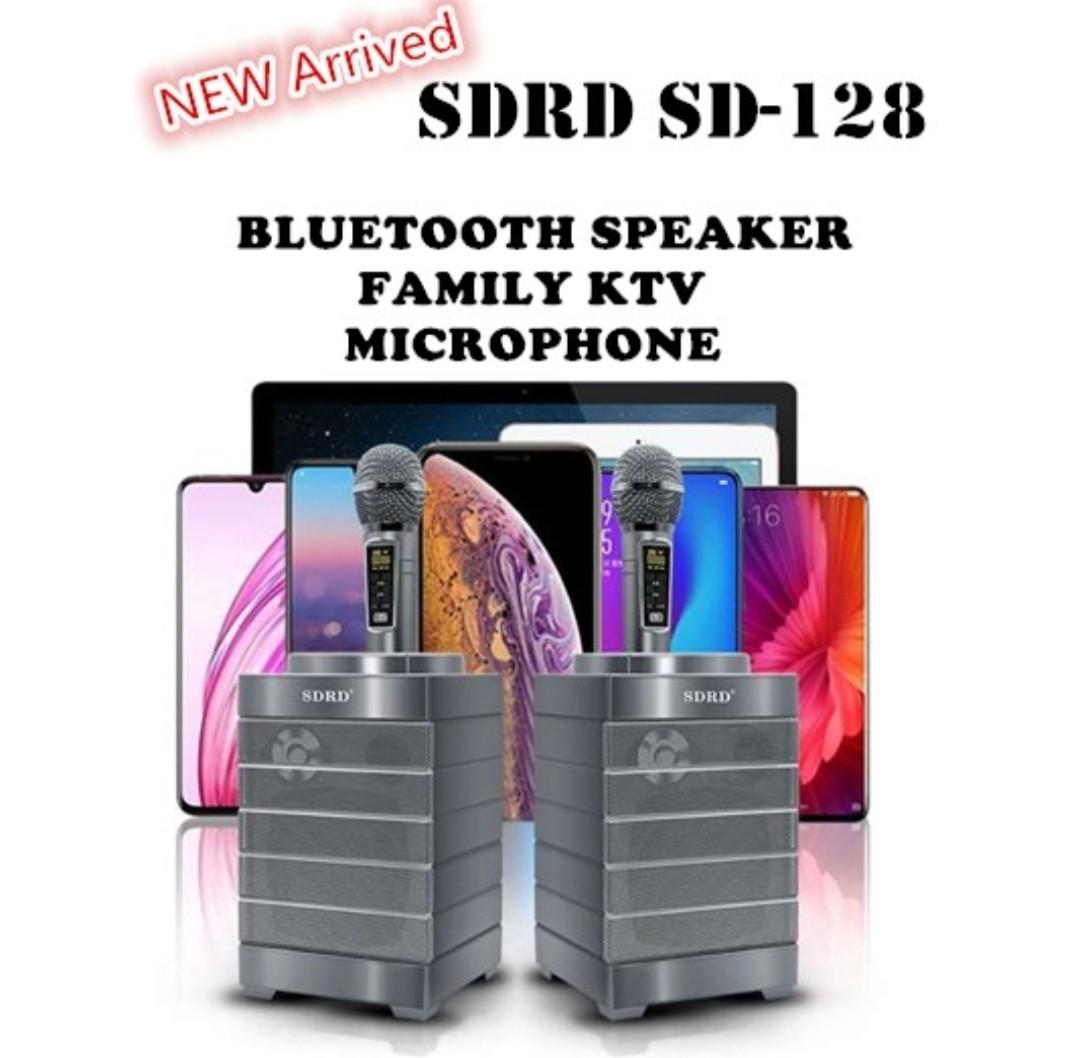 SDRD SD-128 BLUETOOTH SPEAKER Dual Microphone Karaoke Portable Speaker FAMILY KTV KARAOKE