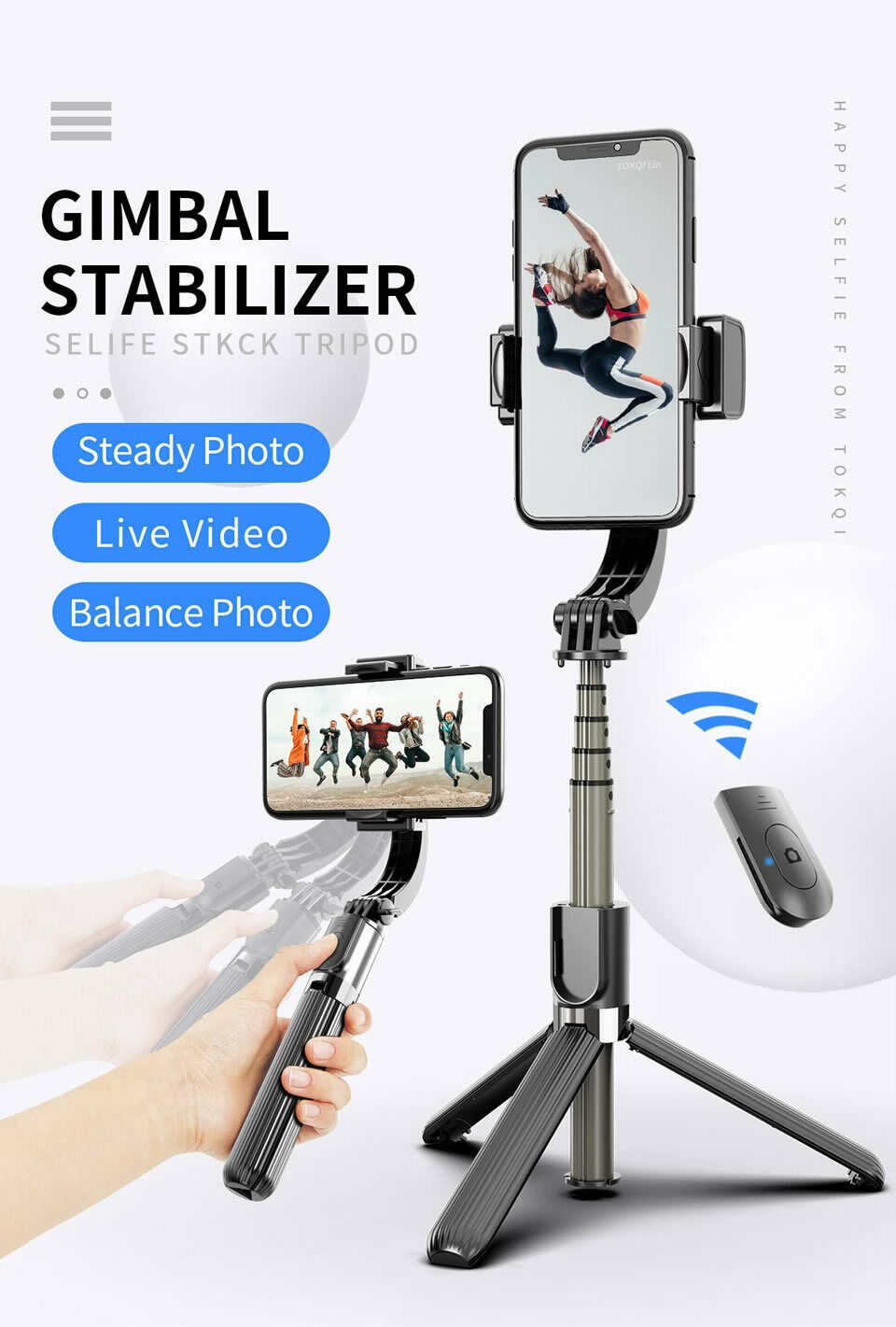Gimbal Stabilizer Selfie Stick