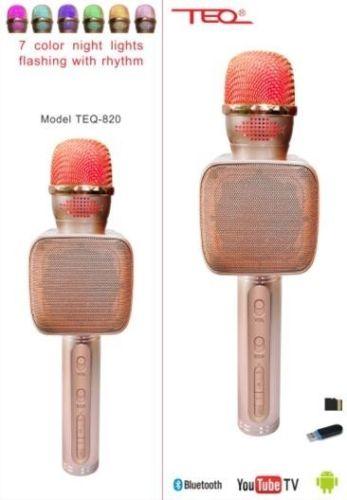 TEQ Microphone Speaker Bluetooth Karaoke For Phone Youtube TV RBG LIGHT