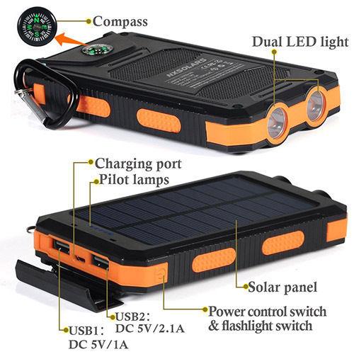10000mAh Portable Solar Panel  Power Bank