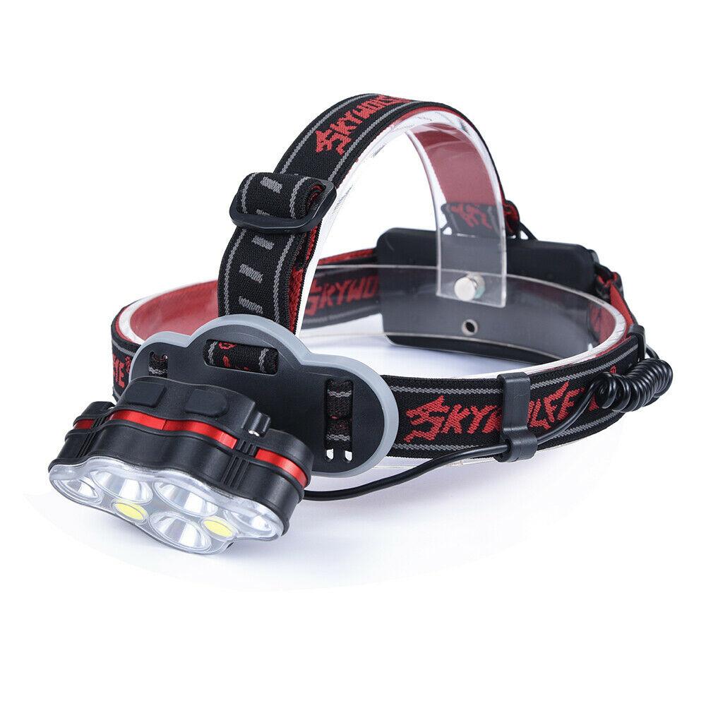 Headlight red COB LED Head Lamp USB Rechargeable Headtorch 7 light
