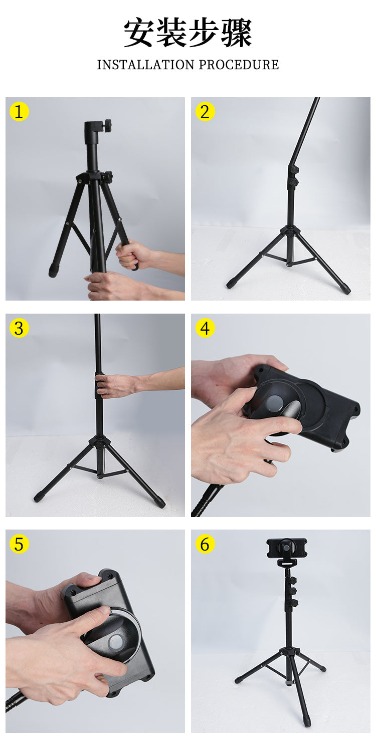 iPad Tripod Stand Tablet Floor Stand Height Adjustable 20 to 63 Inch with 360 Rotating Tablet Tripod Stand for 4.7 to 12.9 Inch Ipad