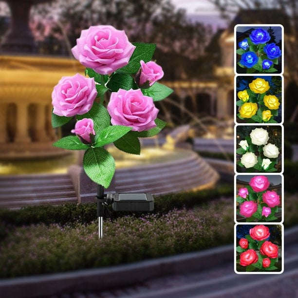 Solar Rose Light Flower Lights Lamp Red Rose
