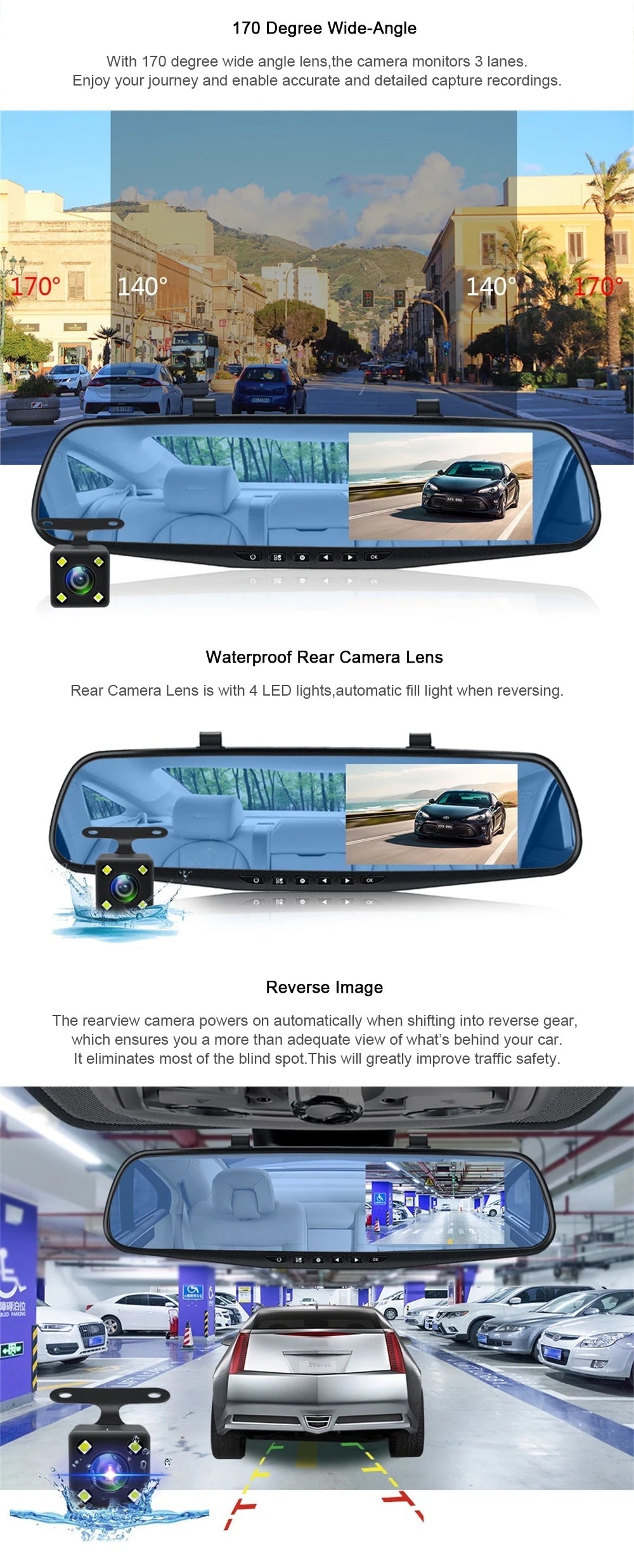 Mirror Car DVR  Front and back Camera