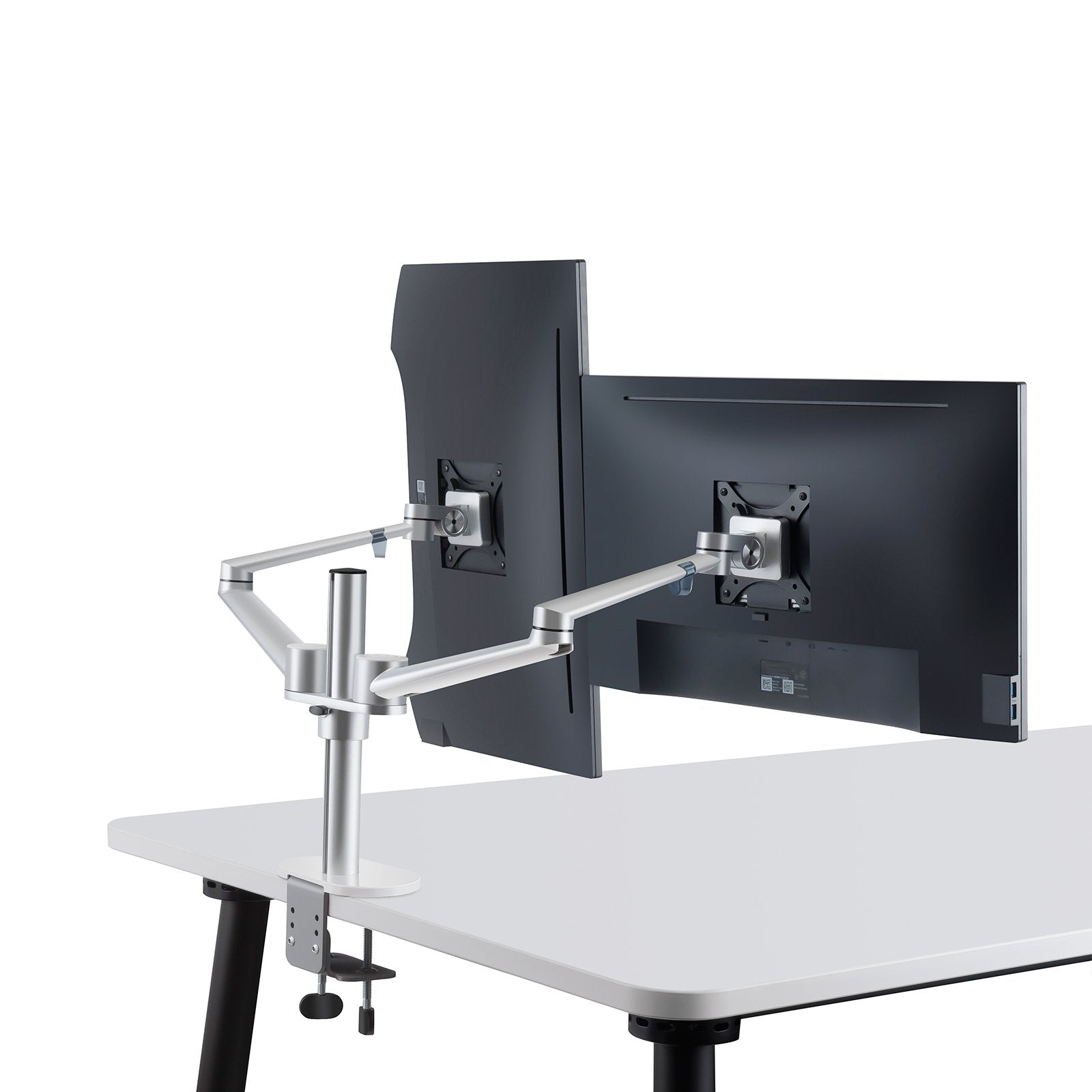 Aluminum 3 in 1 Height Adjustable Desktop Dual Arm 17-32 inch Monitor Holder+10-17 inch Laptop Stand +14 inch Tablet Mount