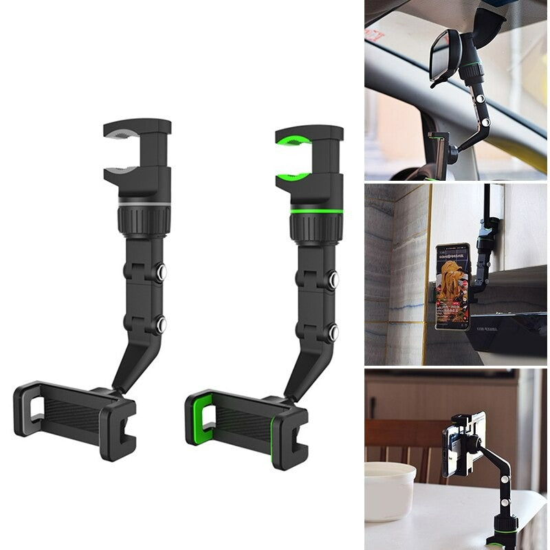 Rearview Mirror Bracket 360° Rotation Adjustable Car Phone Bracket