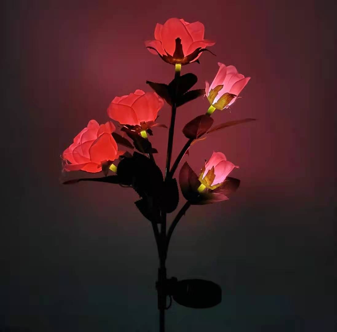Solar Rose Light Flower Lights Lamp Red Rose