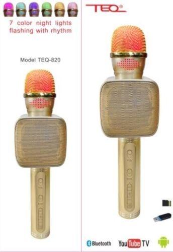 TEQ Microphone Speaker Bluetooth Karaoke For Phone Youtube TV RBG LIGHT