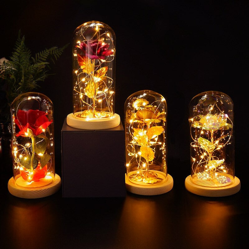 LED Lamps Glass Rose Flower   24Pcs