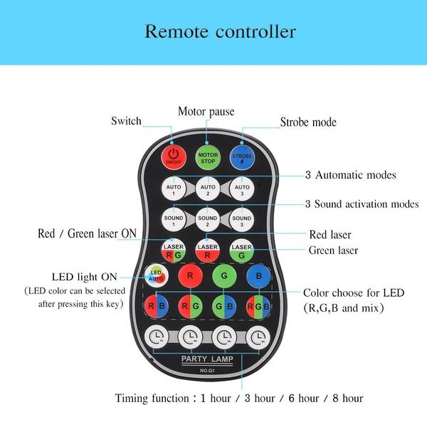 Projector R&G DJ Disco Light Stage Party Laser Lighting+remote control RGB