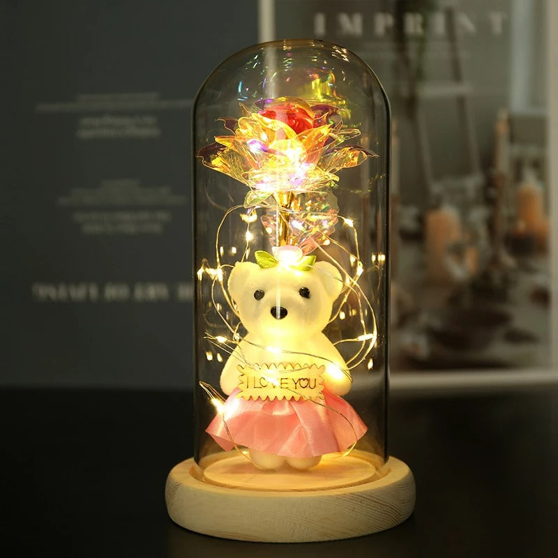 LED Lamps Glass Rose Flower   24Pcs