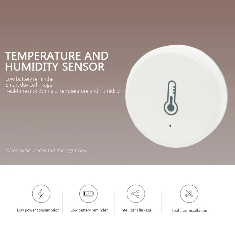 Smart Temperature Humidity Sensor Work With Gateway Hub Via Alexa Google Home Smart Life Tuya App Control