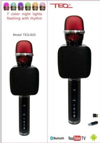 TEQ Microphone Speaker Bluetooth Karaoke For Phone Youtube TV RBG LIGHT