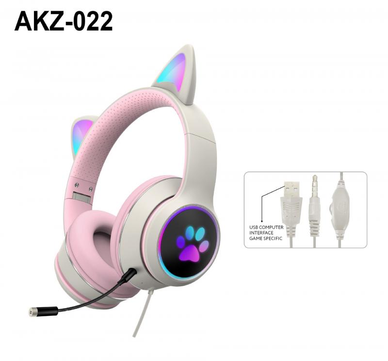 Wired Cat Ear Gaming Headset With Microphone Adult Kids