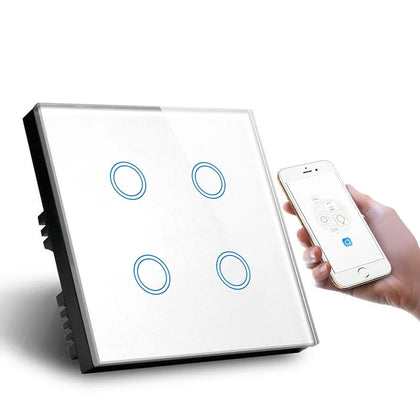 Tuya Smart Light Switch WiFi 4 Gang Wireless Touch Sensor Remote Control