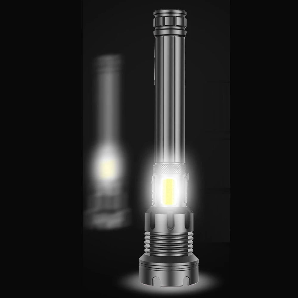 Super Powerfull P90 LED Flashlight With Side Light Outdoor Waterproof Torch