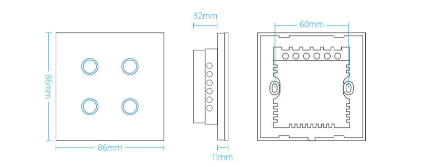Tuya Smart Light Switch WiFi 3 Gang Wireless Touch Sensor Remote Control