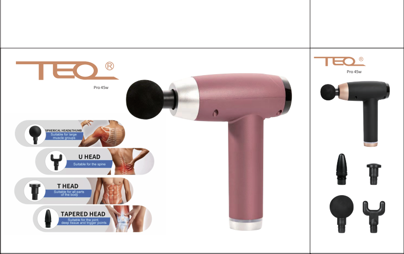 TEQ Pro 45w POWERFUL 4 Heads LCD Massage Gun