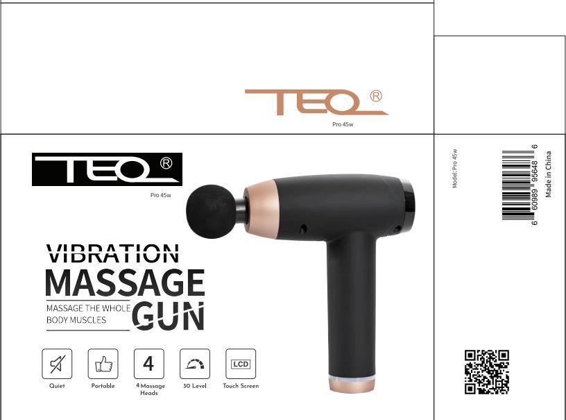 TEQ Pro 45w POWERFUL 4 Heads LCD Massage Gun