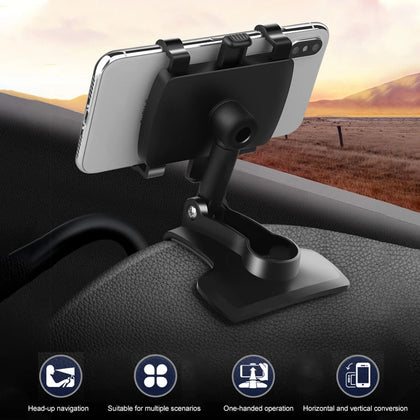 universal 360° Rotatable Car Dashboard Sun Visor Rear View Mirror Mobile Phone Holder Stand  3-7 inch