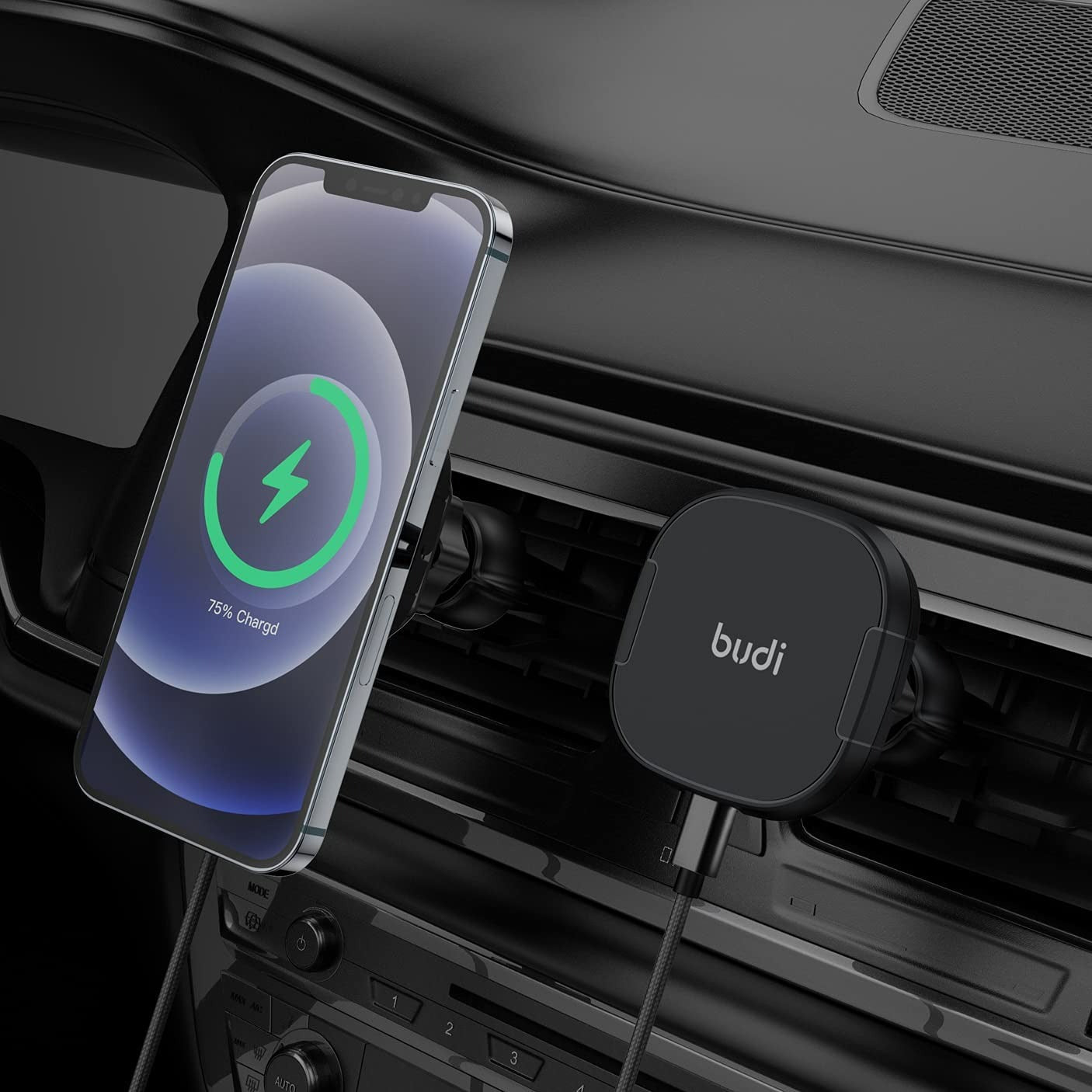 BUDI Magnetic Wireless Car Charger 15W Mobile Phone Car