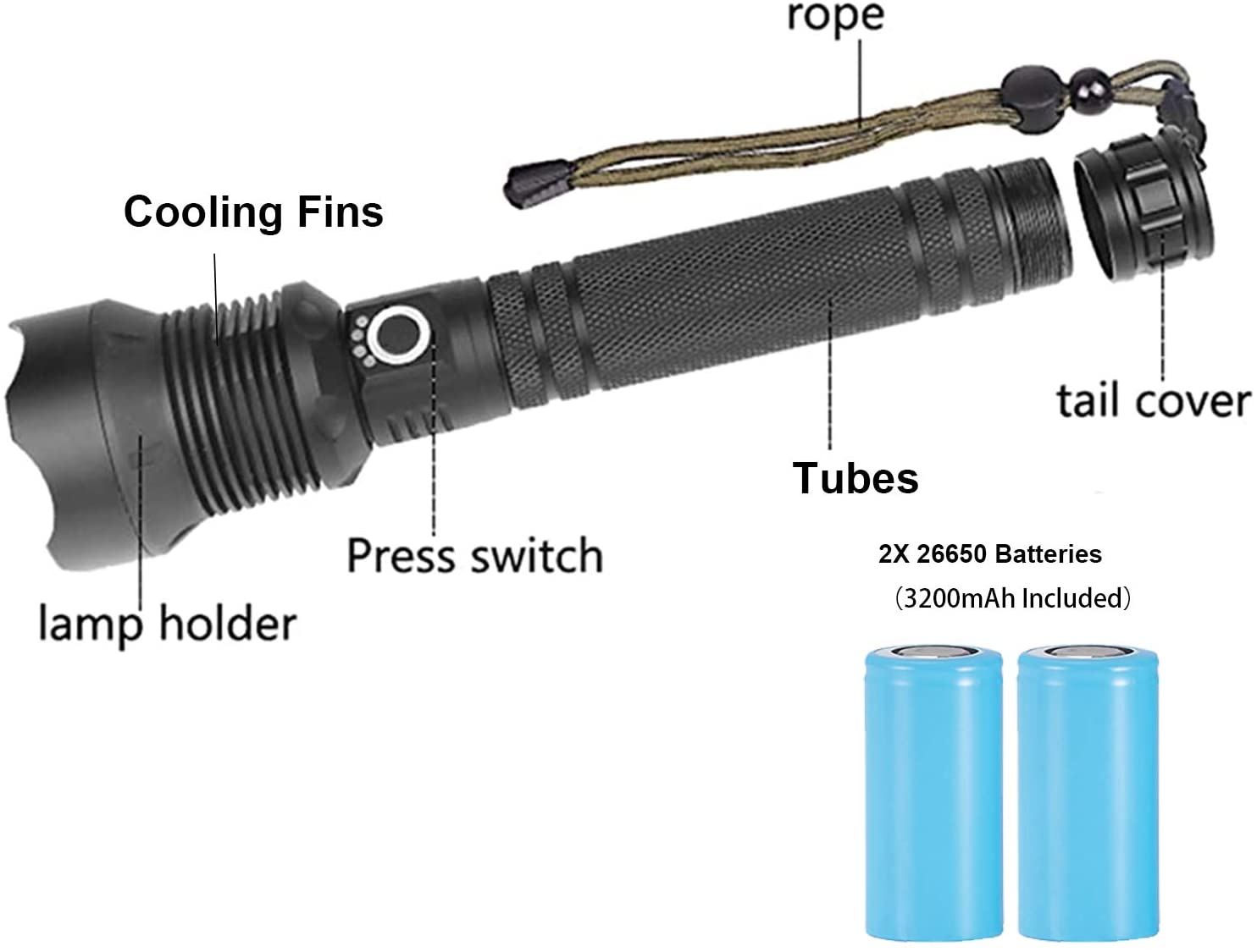 Super power torch Rechargeable Flashlights High Lumens,