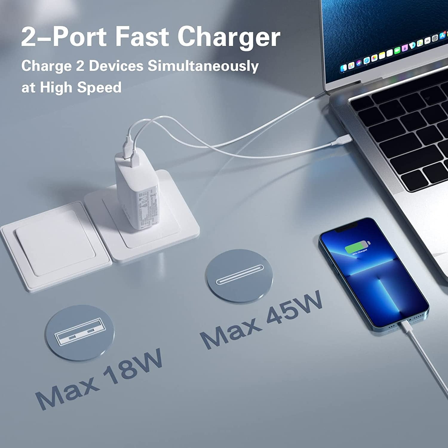 TEQ 65W Adapter For Laptop Macbook iPad Phone