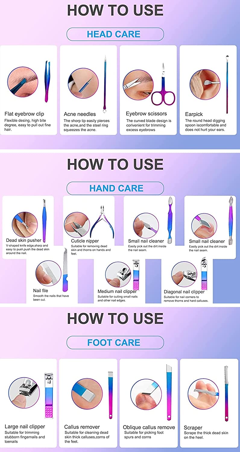 iCare Professional Nail Clipper Nail File Nail Cutter 15PCS Manicure Kit