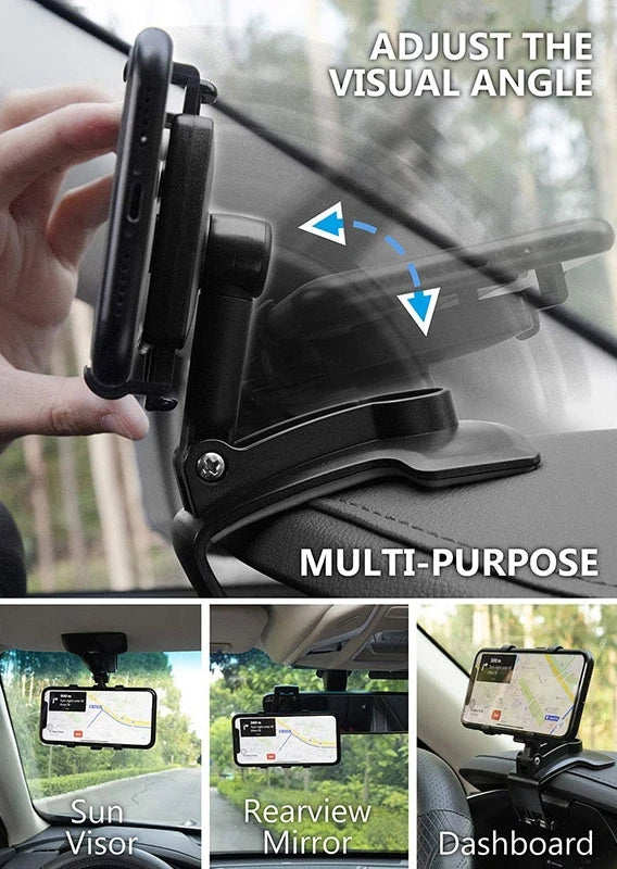 universal 360° Rotatable Car Dashboard Sun Visor Rear View Mirror Mobile Phone Holder Stand  3-7 inch